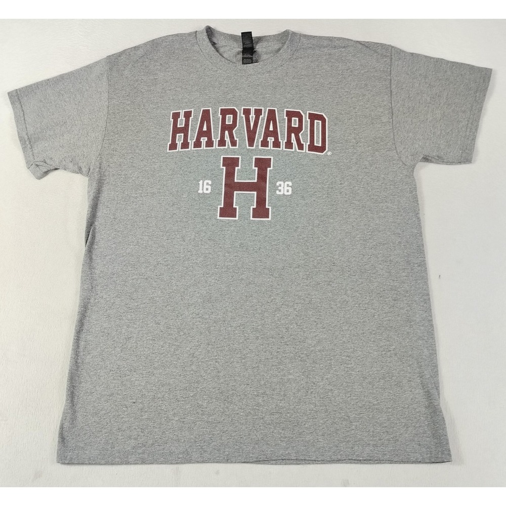 Harvard Crimson Shirt Mens Large Gray NCAA College Gildan Short Sleeve Tee